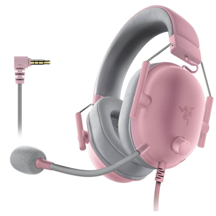 Auscultadores para jogos Razer Blackshark V2 X Playstation Quartz, cor-de-rosa