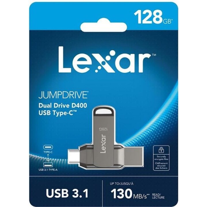 Unidade flash USB Lexar Jumpdrive Ljdd400128g-bnqng 128 Gb USB tipo C 3.2 geração 1 (3.1 geração 1) cinza
