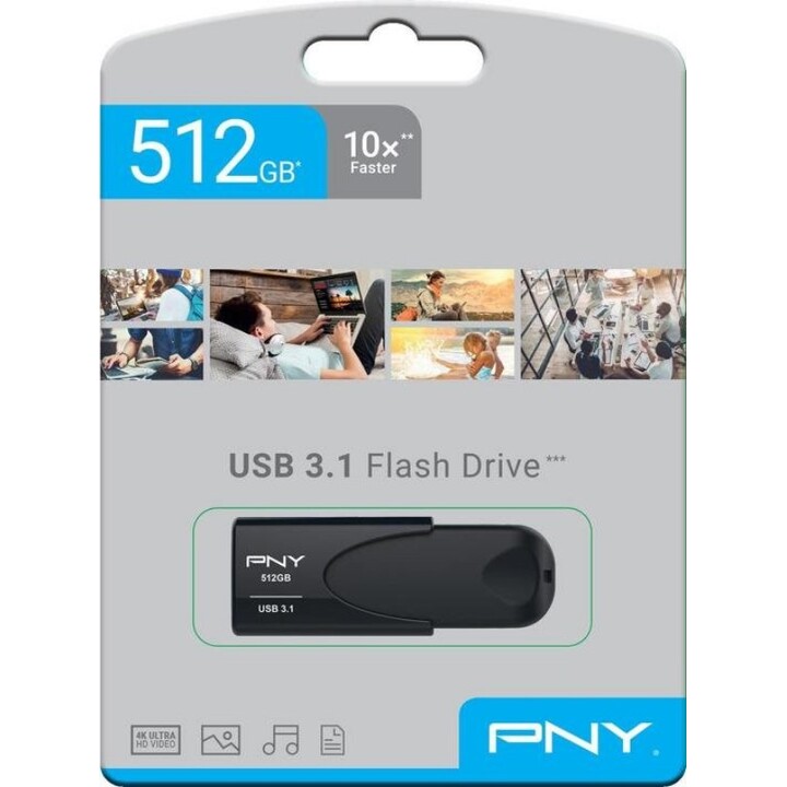 PNY Attache 4 USB flash drive 512 GB USB type A 3.2 Gen 1 (3.1 Gen 1) Black