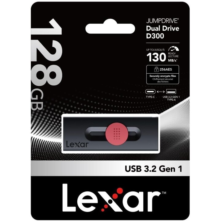 Lexar 128gb Dual Type-c And Type-a Usb 3.2 Flash Drive, Up To 130mb/s Read
