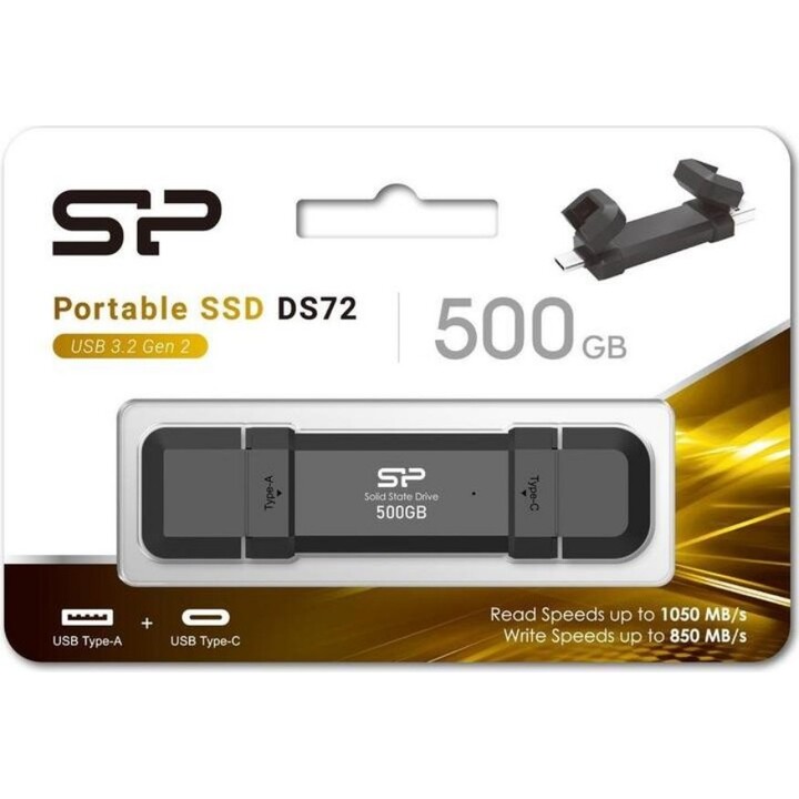 Silicon Power DS72 chiavetta USB 500 GB USB tipo A / USB tipo C 3.2 Gen 2 (3.1 Gen 2) Nero