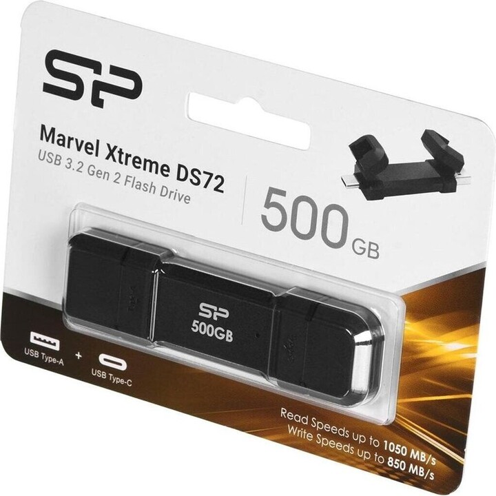 Silicon Power DS72 chiavetta USB 500 GB USB tipo A / USB tipo C 3.2 Gen 2 (3.1 Gen 2) Nero