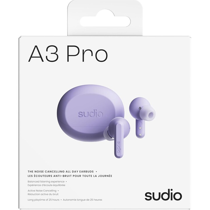 Auscultadores intra-auriculares sem filtro Sudio A3 Pro, violeta