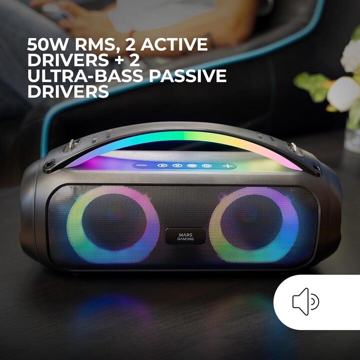 Mars Gaming MSPULSEW Portable Bluetooth Speaker Black