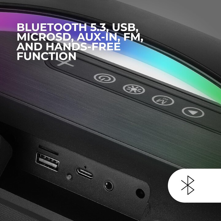 Mars Gaming MSPULSEW Tragbarer Bluetooth-Lautsprecher Schwarz