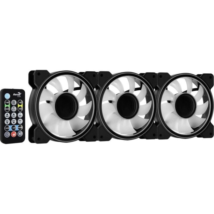 Aerocool Mirage 12 ARGB Pro Pack 3 Ventiladores 120mm ARGB Hub H66F RGB Controle Remoto