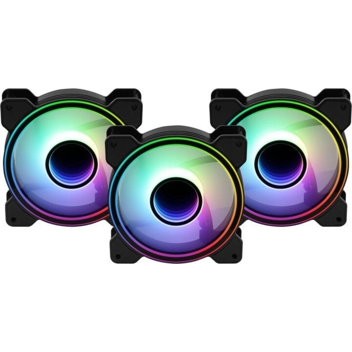 Aerocool Mirage 12 ARGB Pro Pack 3 Ventiladores 120mm ARGB Hub H66F RGB Controle Remoto