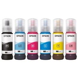 Botellas de tinta Epson EcoTank 107 originales (paquete de 6): negro, cian, magenta, amarillo, cian claro y magenta claro