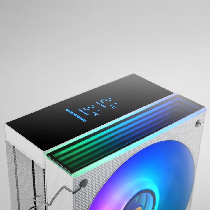 Mars Gaming Mcpu-lcd CPU Lüfter CPU Kühlkörper 300w Tdp 6x Heatpipes Argb Lüfter 120mm Weiß Lcd Bildschirm