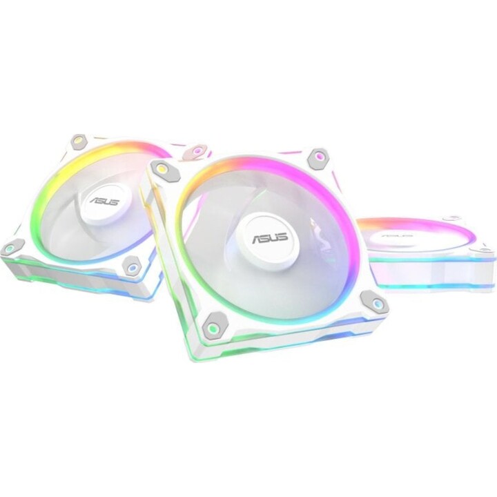 Kit 3 Ventiladores ASUS Prime MR120 ARGB White 120mm 1600RPM PWM Iluminación Multicolor
