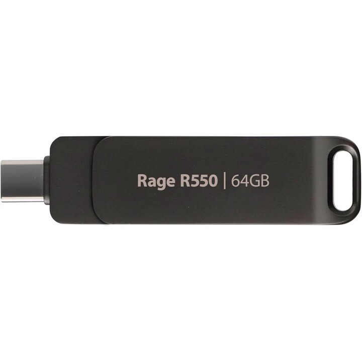 Patriot Rage R550 512GB USB 3.2 Gen 1 Typ-A+C Flash Drive, Schwarz