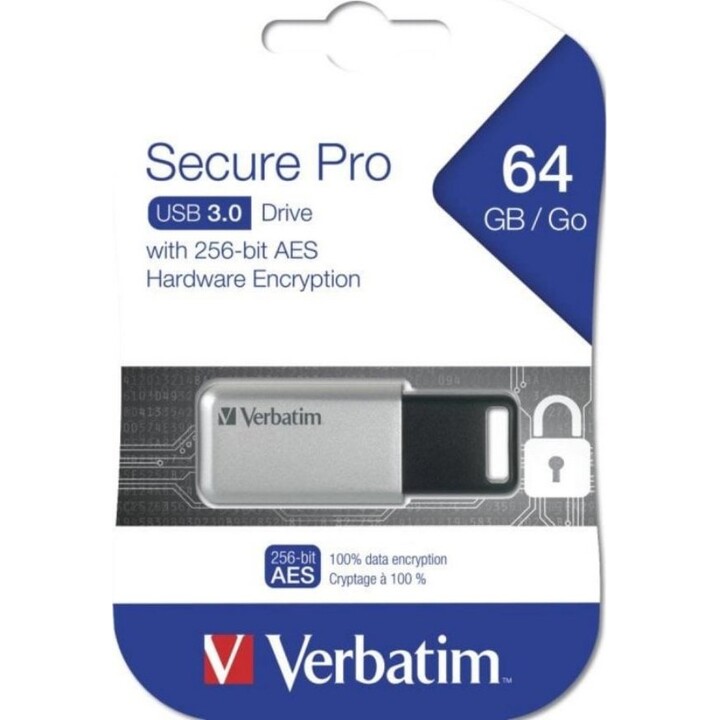 Pendrive USB 64GB Verbatim 3.2 Drive Secure Data Pro (PC e MAC)