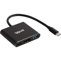 iggual HUB-C 3 en 1 HDMI USB3.0 PD100W hub USB-C cinzento