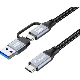 Câble USB 3.2 Gen 2x2 C vers C/A 2 en 1, 2 m, PD100 W, 4K/60 Hz, 20 Gbit/s, noir