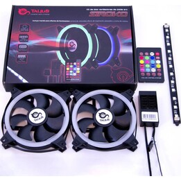 Talius Siroko Doppelpack Doppel-RGB-Ring + LED-Streifen + Fernbedienung - 12 cm Lüfter