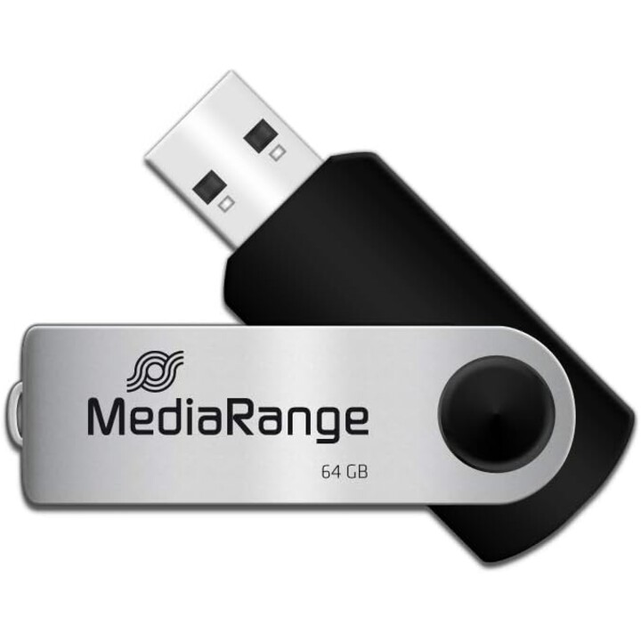 Memoria USB MediaRange Flexi 64GB MR912 15MB/s USB 2.0 Negro / Plata