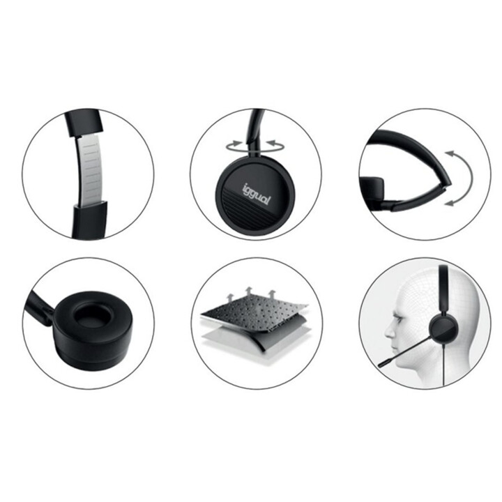 iggual Dual Tech cuffie con microfono USB/3,5 mm