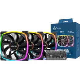 Ventoinha para gabinete 120mm/AX120 PWM preta 3 em 1 MONTECH