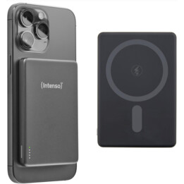 Bateria externa magnética Intenso MW5000 5000 mAh - Compatível com Magsafe, carregamento sem fios de 15 W, USB-C PD de 20 W