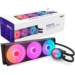 NZXT Kraken Core RGB – 360-mm-AIO-Flüssigkeitskühler mit RGB-Abdeckung und RGB-Kernlüfter (schwarz) RL-KR36C-B1