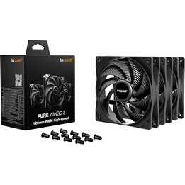 Ventilateur de boîtier Be Quiet Pure Wings 3, lot de 3, 120 mm, PWM, haute vitesse, noir