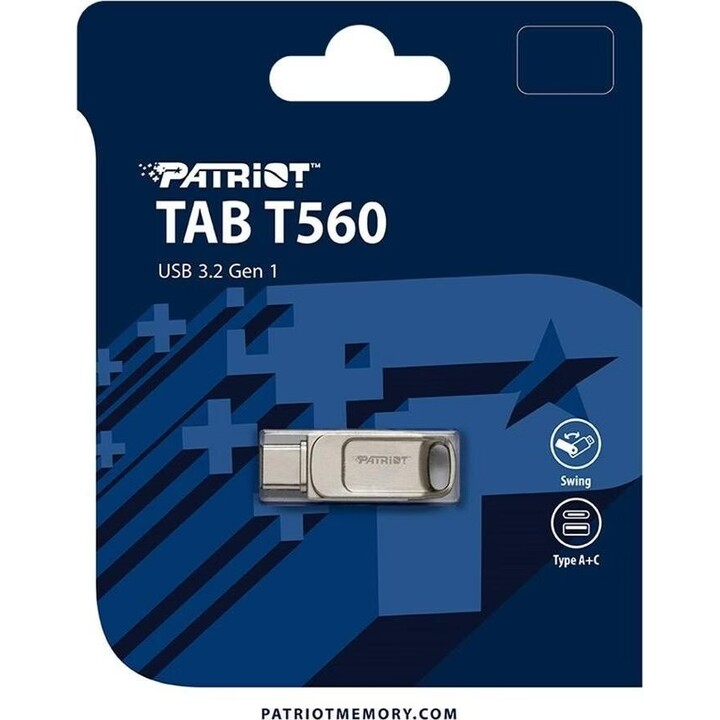 Patriot Flashdrive Tab T560 64 GB Dual USB 120 MB/s, Gold
