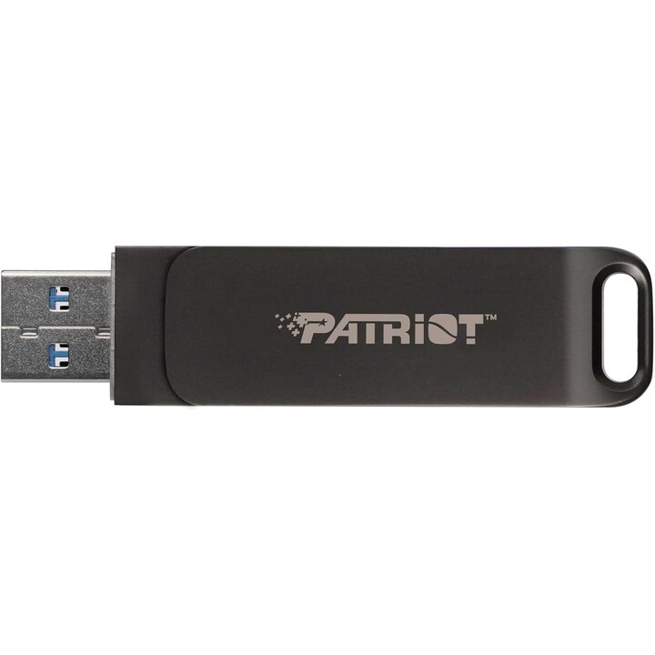 PATRIOT Rage R550 128GB 100MB/s USB A+C Swivel Design Flash Drive (PE128GR550DSAD) Black