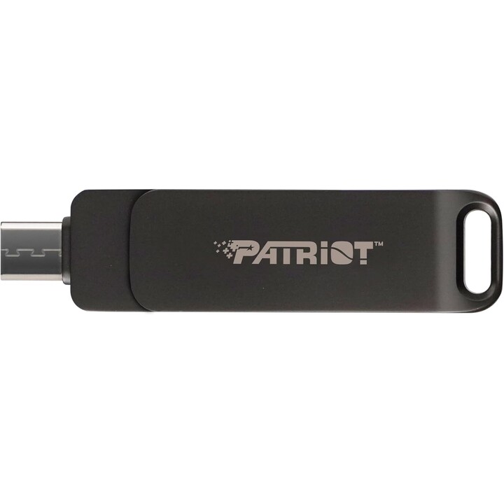 PATRIOT Rage R550 128GB 100MB/s USB A+C Swivel Design Flash Drive (PE128GR550DSAD) Black