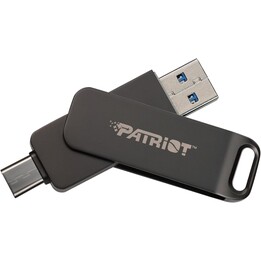 Flashdrive PATRIOT Rage R550 64GB 100 MB/S USB A+C Diseño giratorio (PE64GR550DSAD) Negro