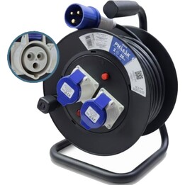 Phasak BN 3475/ 2 Multipresa industriale 2P+TT/ Cavo da 25 m/ Nero e blu