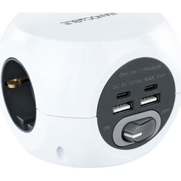Base with 3 plugs Nanocable 10.37.0001/ 4 USB sockets