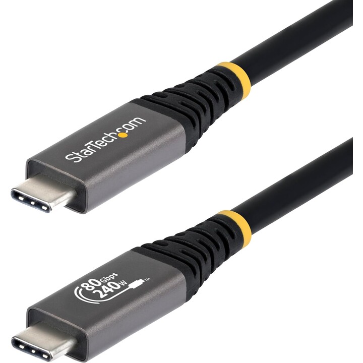 StarTech.com CC150CM80GUSB4CABLE cabo USB USB4 Gen 4x2 1,5 m USB C 80 Gbit/s 240 W Preto