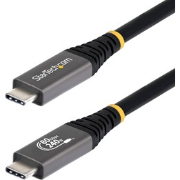 StarTech.com Câble USB4 de 50cm, 80 Gbit/s, Câble USB-C Certifié USB-IF, 240 W PD, 8K 120 Hz/4K 240 Hz DP2.1 DP80, Gaine en TPE,