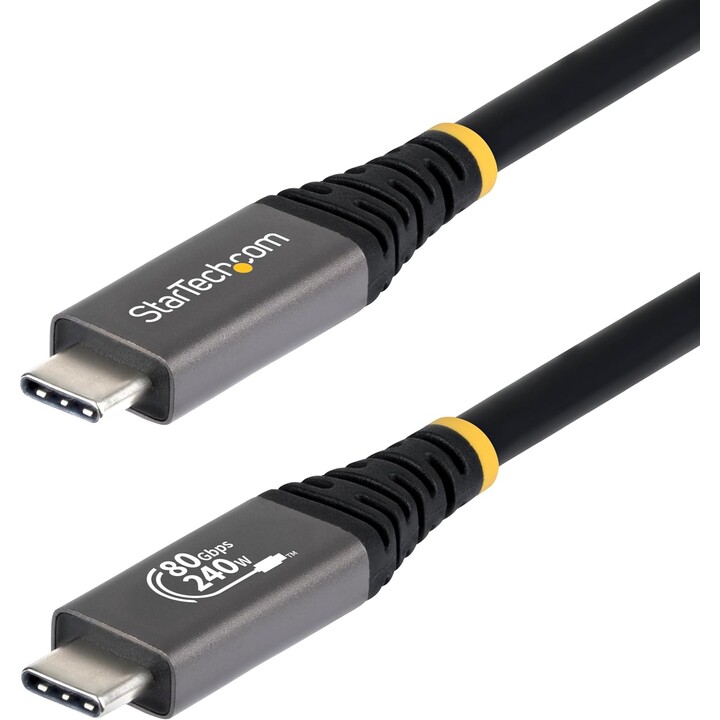 StarTech.com CC50CM80GUSB4CABLE cabo USB USB4 Gen 4x2 0,5 m USB C 80 Gbit/s 240 W Preto