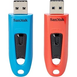 SanDisk Ultra Pen Drive 2-Pack USB Flash Drives 64 GB USB 3.2 Gen 1 Blue/Red