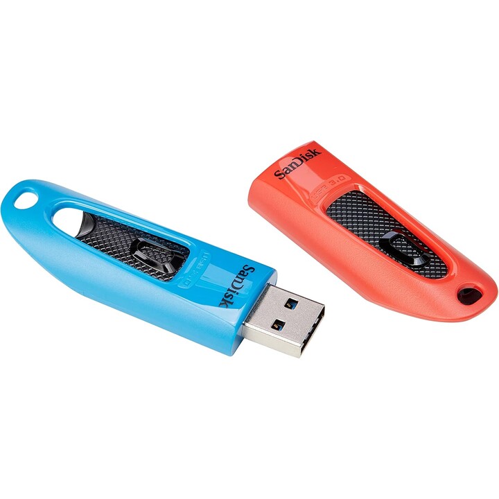 SanDisk Ultra Pen Drive 2-Pack clés USB 64 Go USB 3.2 Gen 1 Bleu/Rouge