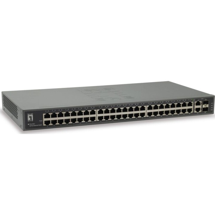 LevelOne FGU-5021 50-Port Fast Ethernet Switch, 2 Gigabit SFP/RJ45 Combo