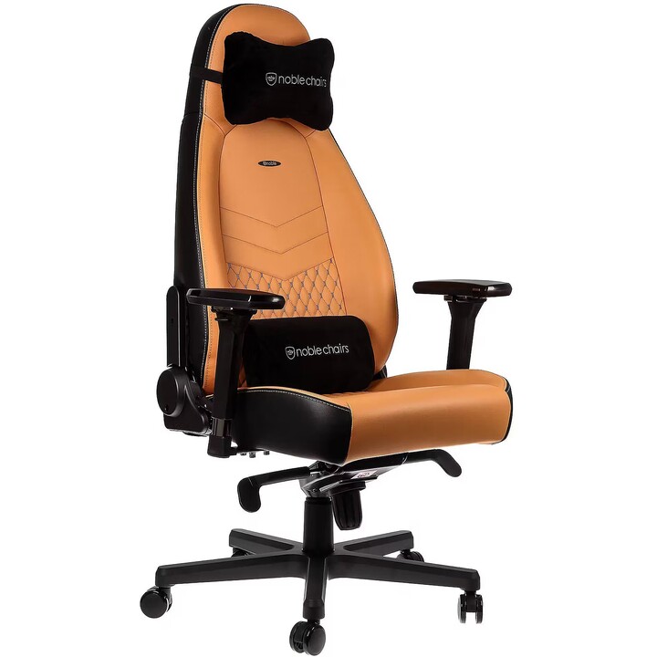 Noblechairs ICON Gaming Silla de juego Premium de cuero auténtico negro con reposabrazos 4D