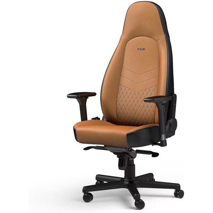 Noblechairs ICON Gaming Silla de juego Premium de cuero auténtico negro con reposabrazos 4D