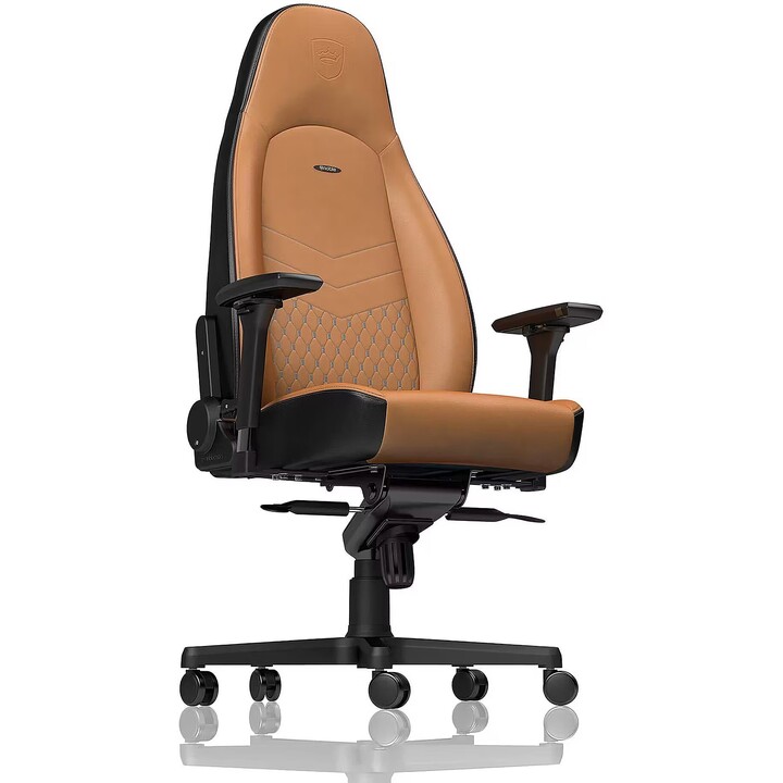 Noblechairs ICON Gaming Silla de juego Premium de cuero auténtico negro con reposabrazos 4D