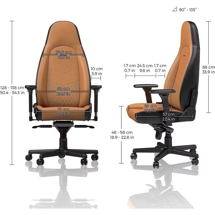 Noblechairs ICON Gaming Silla de juego Premium de cuero auténtico negro con reposabrazos 4D