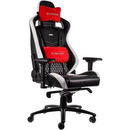 Noblechairs Epic Silla de juego de cuero auténtico negro blanco rojo 4D reposabrazos