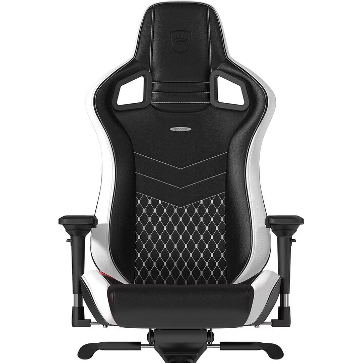 Noblechairs Epic Sedia da gioco in vera pelle nera bianca rossa 4D braccioli