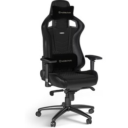 Noblechairs Epic Fauteuil de jeu en cuir véritable noir 4D accoudoirs cadre métallique tête coussins lombaires