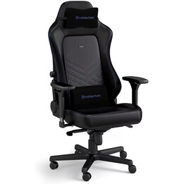 Noblechairs HERO PU Negro/Azul Silla de juegos PU 4D reposabrazos 150kg 125° reclinación Base de aluminio Soporte lumbar de espu