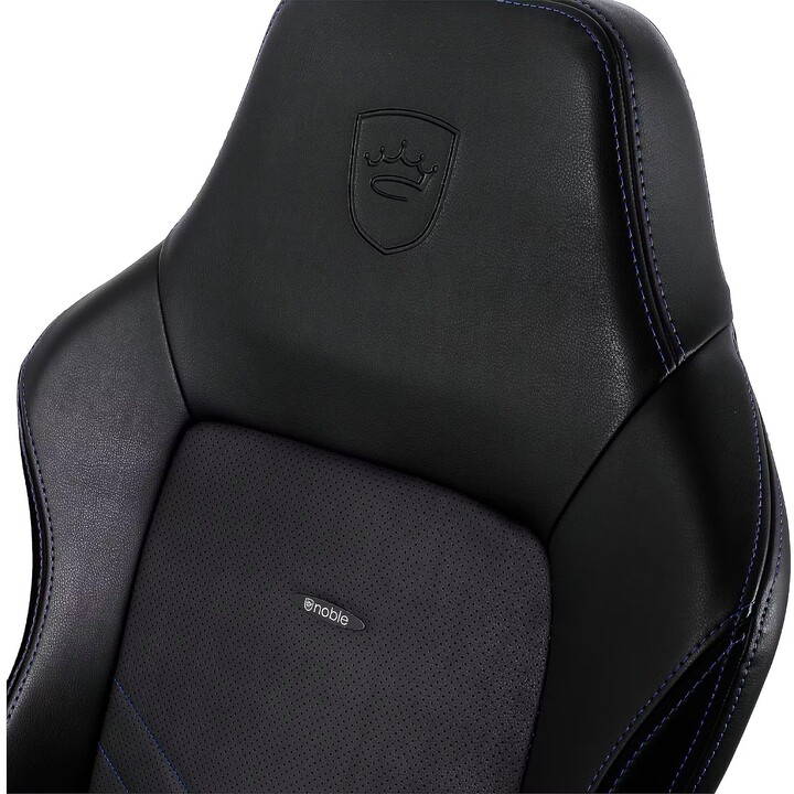 Noblechairs HERO PU Preto/Azul Cadeira para jogos em PU Apoios de braços 4D 150kg 125° de reclinação Base em alumínio Apoio lomb