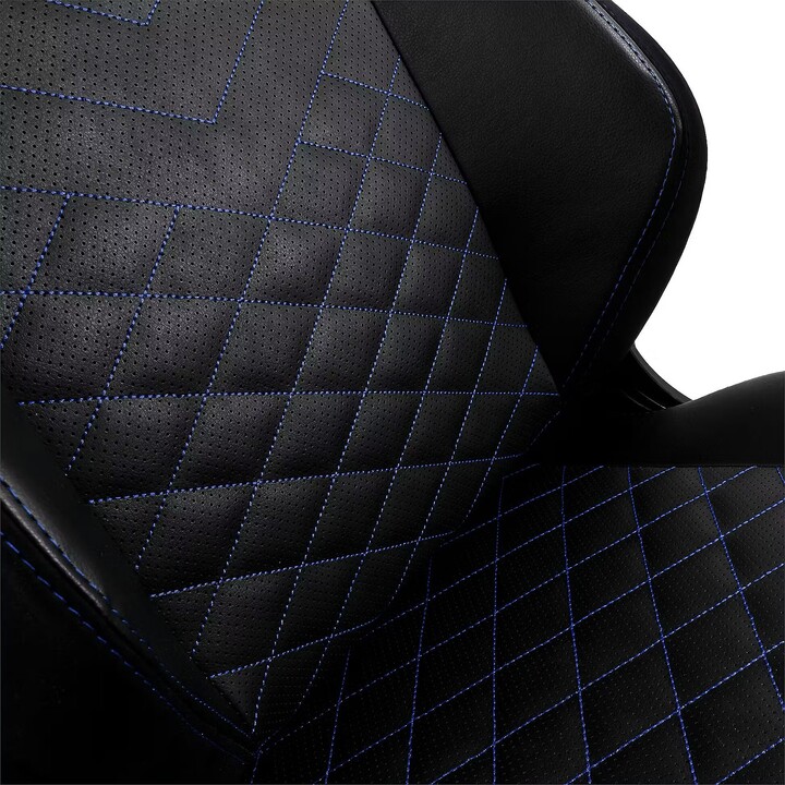 Noblechairs HERO PU Preto/Azul Cadeira para jogos em PU Apoios de braços 4D 150kg 125° de reclinação Base em alumínio Apoio lomb