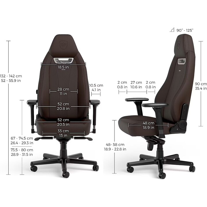 Noblechairs LEGEND Java Edition PU Gaming Stuhl braun High-Tech PU 4D Armlehnen Kaltschaum Lendenwirbelstütze XL Rollen