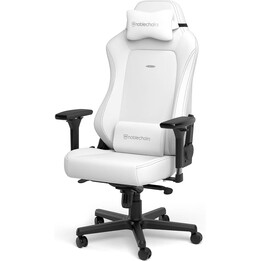 Noblechairs HERO White Edition Silla de juegos PU blanca 4D reposabrazos reposacabezas con memoria lumbar integrada espuma fría