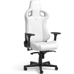 Noblechairs EPIC White Edition PU gaming chair blanco 4D reposabrazos espuma fría almohadas lumbares/cabeza